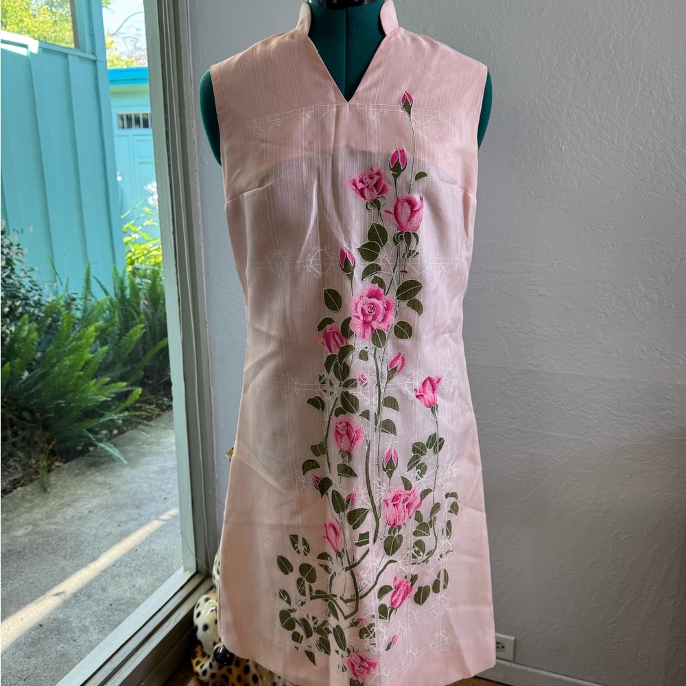Shaheen Pink Sheath Dress with Roses